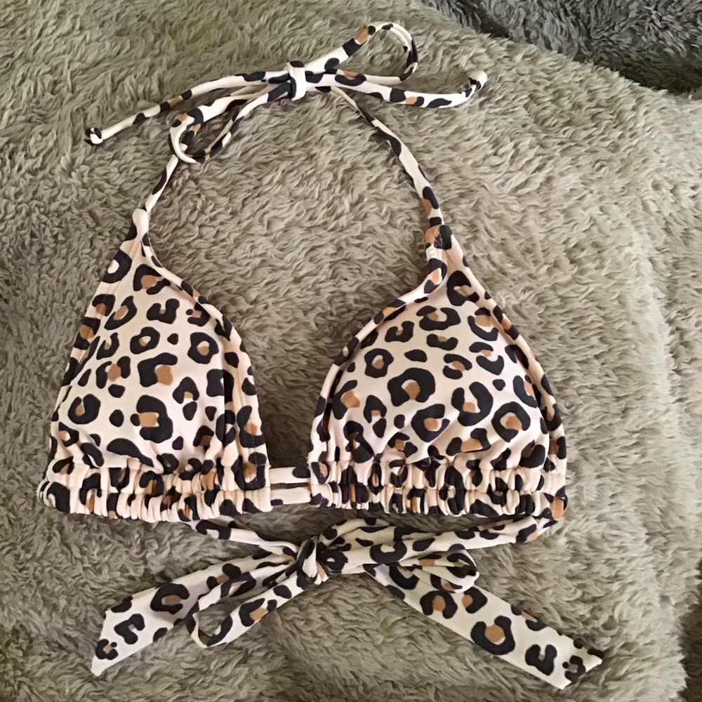 Leopard string bikini top